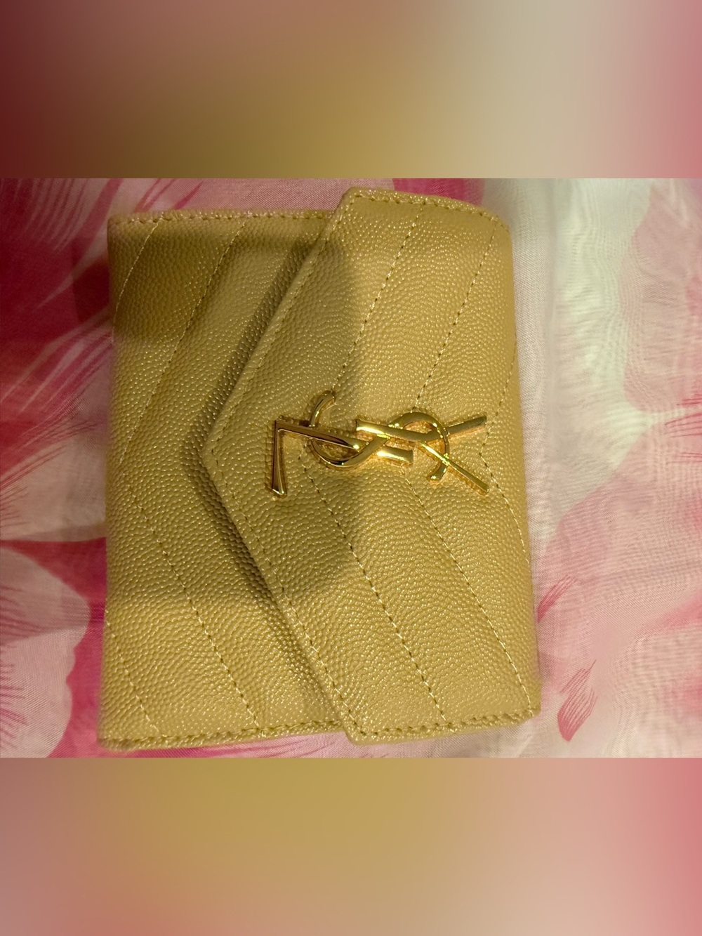 Quilted Leather Wallet - Gold